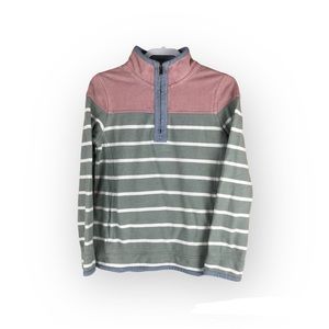 Fat Face The Airlie Green Eucalyptus Striped Quarter Zip Pullover Size 8